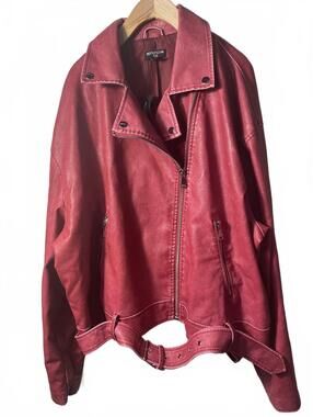 PrettyLittleThing Plus Biker Jacket Coat Womens Size 18 Pink Red Zip New